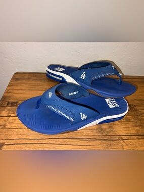 REEF FANNING X MLB LA DODGERS BLUE & WHITE FLIP FLOPS THONG SANDALS SZ 9W 7.5M